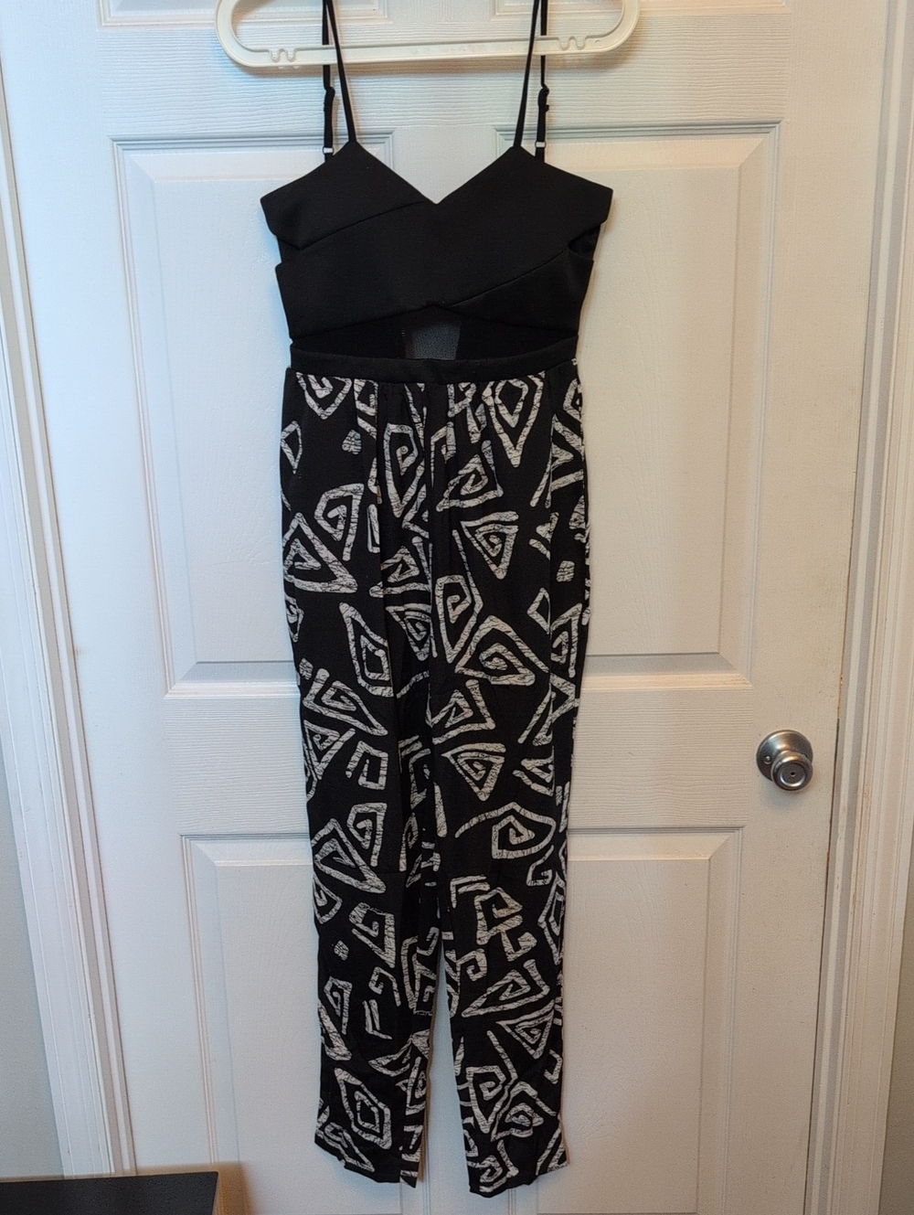 Fire Los Angeles Black & White Geometric Cutout Jumpsuit